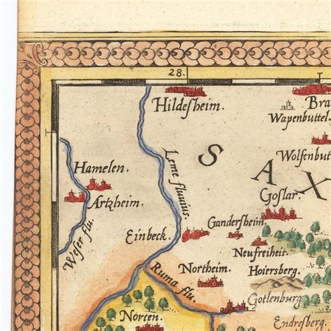 Old Map Of Saxony Saxonia 1581 Ancient Map Very Rare Fine Etsy