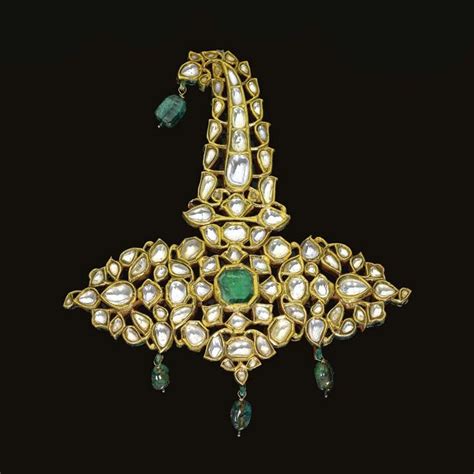 A Gem Set And Enamelled Turban Ornament Sarpech India Probably Deccan 19th Century The
