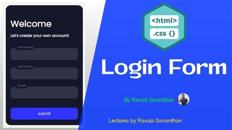 Login Page Using Html And Css With Source Code By Ravula Govardhan