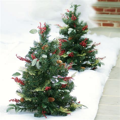 3 Pre Lit Decorated Stake Tree Outdoor Christmas Lighted