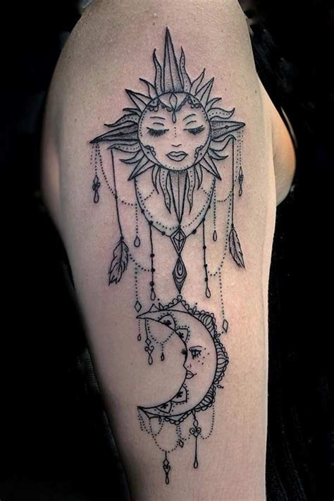 Most Beautiful Sun And Moon Tattoo Ideas Page Of Stayglam Sun Tattoos Black Ink