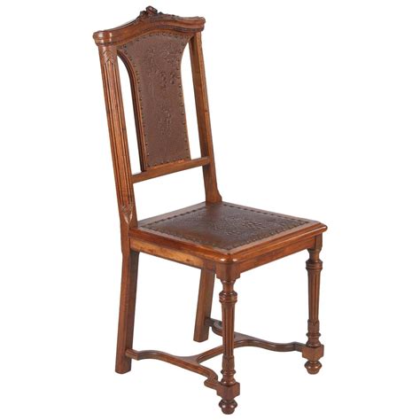 French Renaissance Style Leather Seat Chair Late 1800s For Sale At 1stdibs