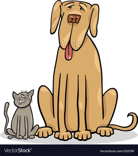 Small Cat And Big Dog Cartoon Royalty Free Vector Image