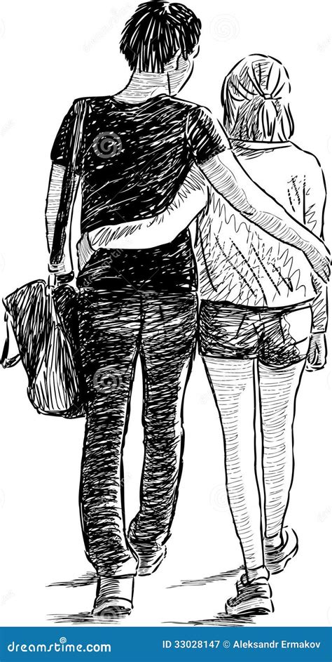 Jeunes Couples De Marche Illustration De Vecteur Illustration Du