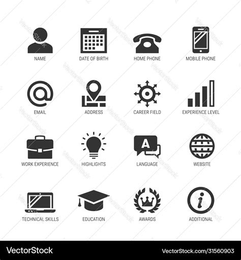 Resume Or Curriculum Vitae Related Icon Set Vector Image