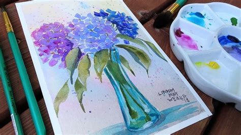 How To Paint Hydrangea Flowers Beginner Watercolor Tutorial YouTube