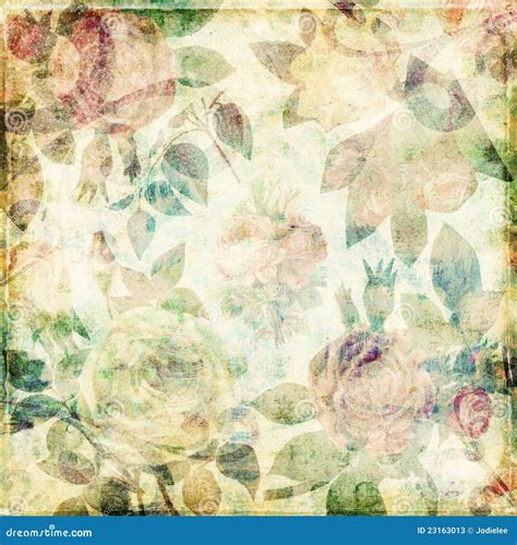 Grungy Botanical Vintage Roses Shabby Background Stock Illustration