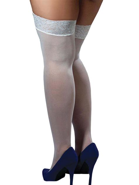 Plus Size Full Figure Sheer Lace Top Thigh High Stockings Ebay