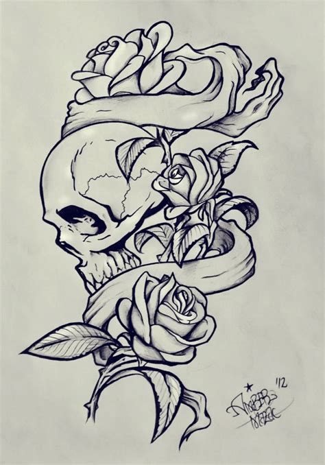 Rose Banners And Skull Skull Tattoo Design Tattoo Design Drawings Tattoo Sketches Tattoo