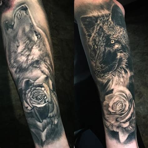 2126 e cactus rd, phoenix az 85022 phone number: black and grey wolves and roses tattoo by Misty Locket ...