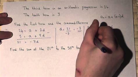 Arithmetic Progressions Finding First Terms And Common Difference