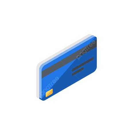 Isometric Vector Icon Of Blue Credit Card With Right Side View And