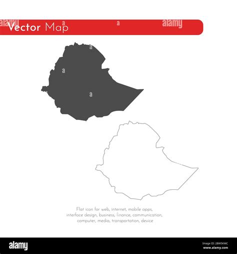 Vector Map Ethiopia Isolated Vector Illustration Black On White