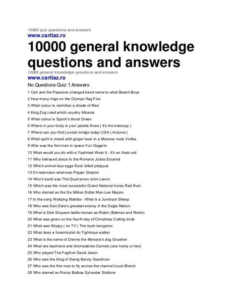 10000 Quiz Questions And Answerscartiazro10000 General