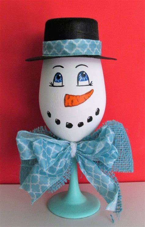 Hand Painted Snowman Wine Glass Shelf Sitter Featuring A Top Etsy Snowman Wine Glass
