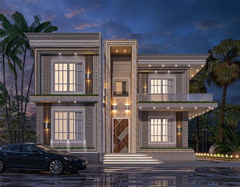Neo Classic Villa Elevation On Behance Architecture Building Design