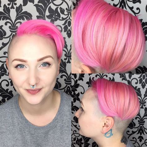 Combover Undercut Pixie With Shaved Sides And Pink Color The Latest