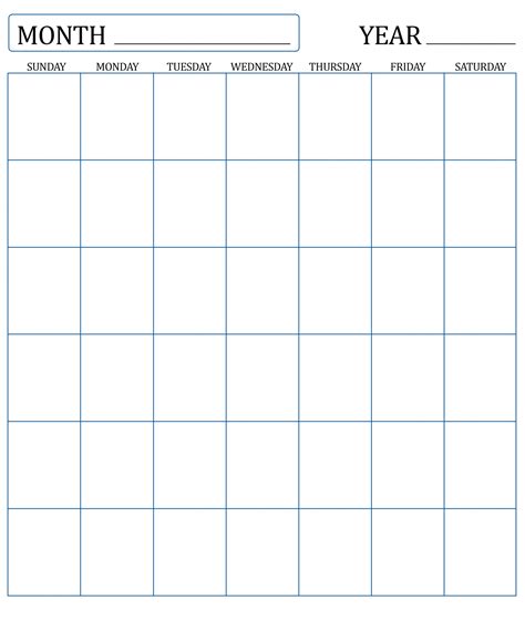 Free Printable Blank Monthly Calendar Template Printable Templates