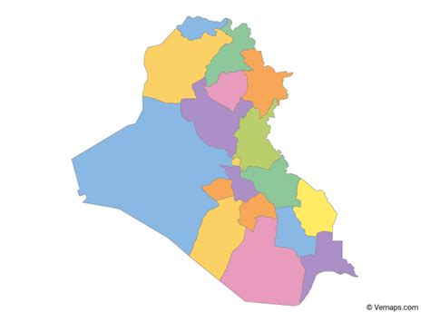 Political Map Of Iraq Isolated On Transparent Background Cartoon Vector