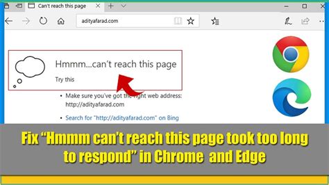 How To Fix Hmmm Cant Reach This Page Took Too Long To Respond In Edge And Chrome Browser