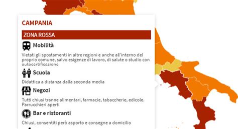 Prosegue la divisione in zone di colore diverse a seconda della gravità della condizione epidemiologica sul territorio regionale. Coronavirus, Campania e Toscana zone rosse! Divieti e Permessi