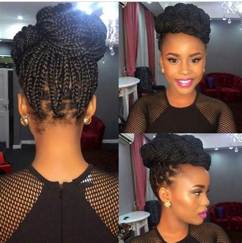 Gsds with sloping backs have back problems & hip problems. Women, Pulled Back Box Braids With Beads: Updo Hairstyles #blackhairstylesupdo | Box braids ...