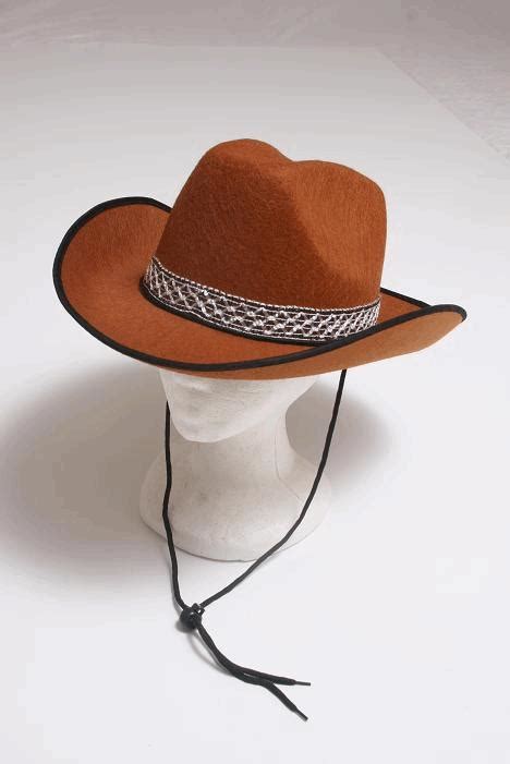 Brown Felt Cowboy Hat With Decorative Band