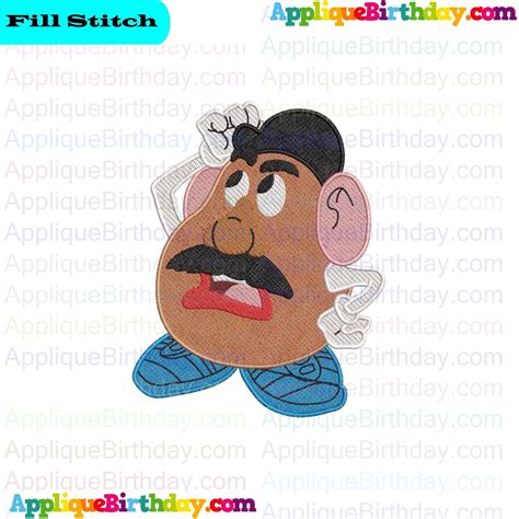 Mr Potato Thinking Toy Story Fill Embroidery Design Embroidery Designs