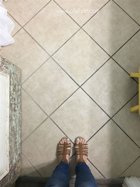 Britny robinson was feeling the same way about her guest bathroom, which was a yellowy dated tile that was screaming for help. Hate your tile floors? Paint them! - Lolly Jane