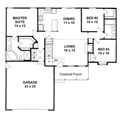 Traditional Style House Plan 3 Beds 2 Baths 1245 Sqft Plan 58 191