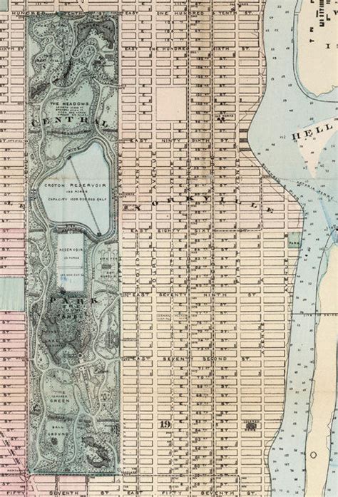 Old Map Of New York 1877 Manhattan Vintage New York Map Vintage Maps
