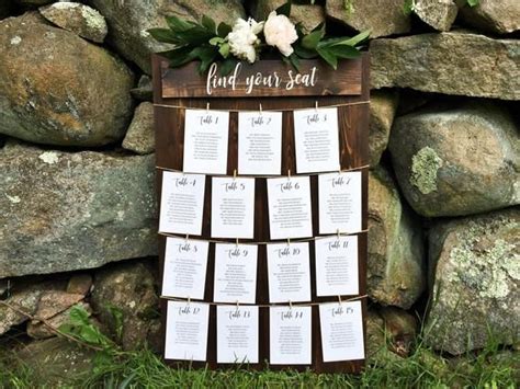 20 Table Find Your Seat Seating Chart Board Rustic Seating Sign Wood In