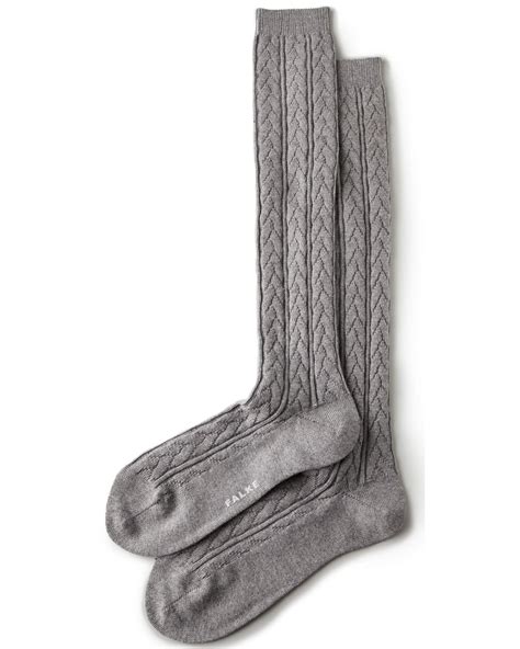 Falke Striggings Cable Knit Knee High Socks Grey In Gray Lyst