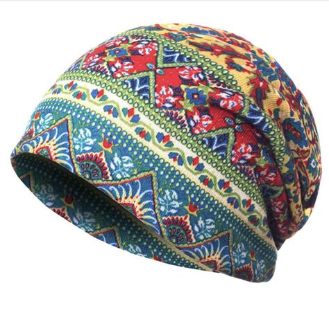 Boho Hippie Men Women Cotton Blended Paisley Slouch Baggy Beanies Hats