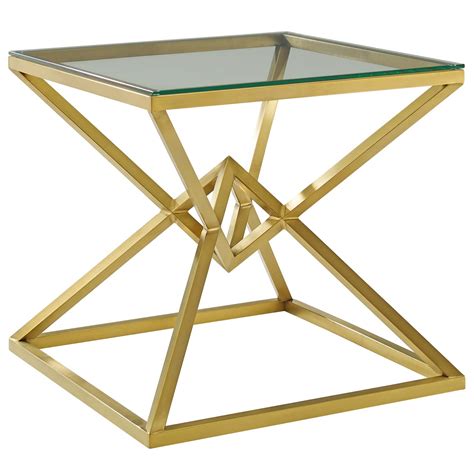 Point 255 Brushed Gold Metal Stainless Steel Side Table Gold