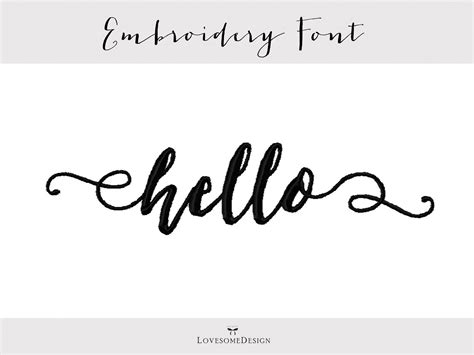 Hello Embroidery Font Three Sizes 1inch 2inch 3inch Embroidery Font
