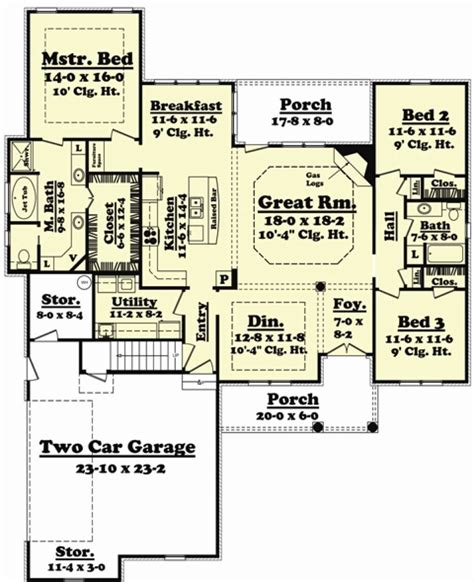 European Plan 2000 Square Feet 3 Bedrooms 2 Bathrooms 041 00045