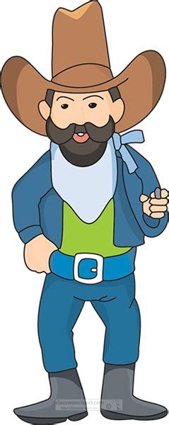 Cowboys Clipart - cartoon-style-old-time-cowboy-wearing-hat-gun-clipart