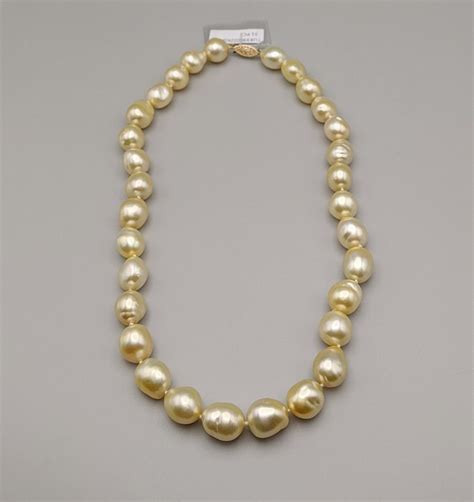Large South Sea Cultured Baroque Pearl Necklace Natural Champagne