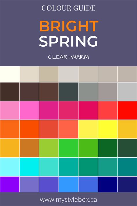 Bright Spring Colour Guide Spring Color Palette Bright Spring Clear