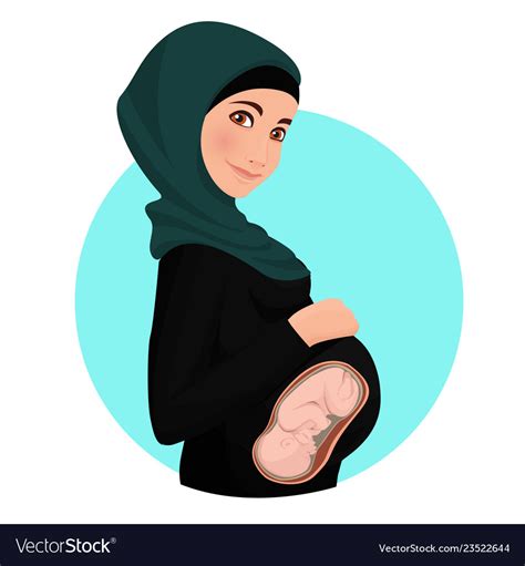 Pregnant Woman Wearing Hijab Muslim Traditional Vector Image