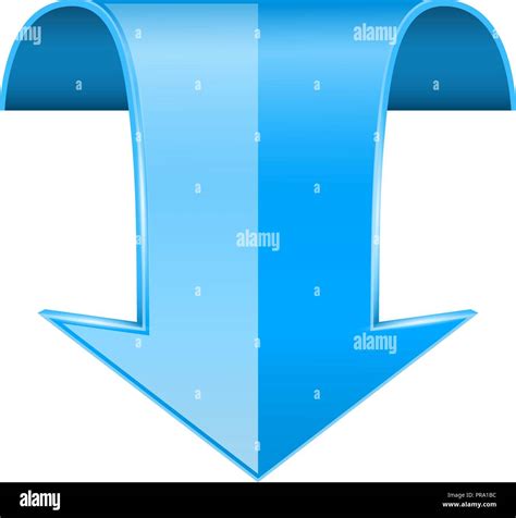 Blue Down 3d Arrow Bent Sign Stock Vector Image And Art Alamy