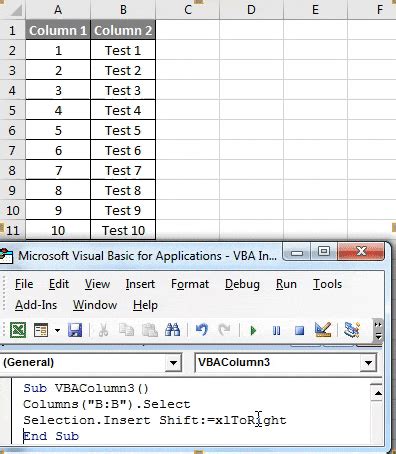 Coluna de inserção do VBA Como inserir uma coluna no Excel VBA