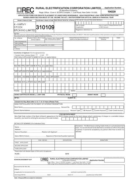 Tax certificate in case of filer. REC Infra Bond Application Form | Cheque | Bonds (Finance)