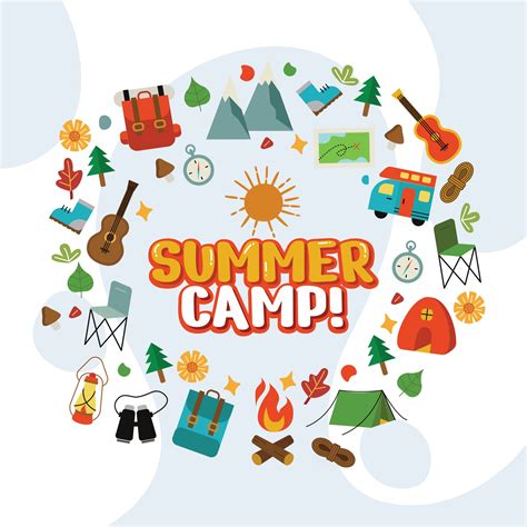 Summer Camp Background With Elements Around The Words 2499422 Vector