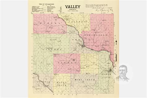 Vintage Valley County Ne Map 1885 Old Nebraska Map Etsy