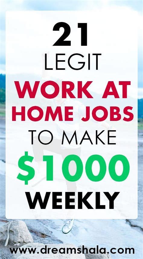 Maybe you would like to learn more about one of these? 21 genuine work at home jobs that pay weekly # ...