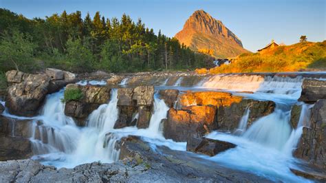 Swiftcurrent Falls Glacier National Park Montana Usa Free Nature