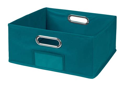 Collapsible Home Storage Foldable Fabric Low Storage Bin Teal