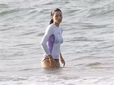 Jessica Biel Bikini Beach Vacation Candids In Puerto Rico Wallpaper